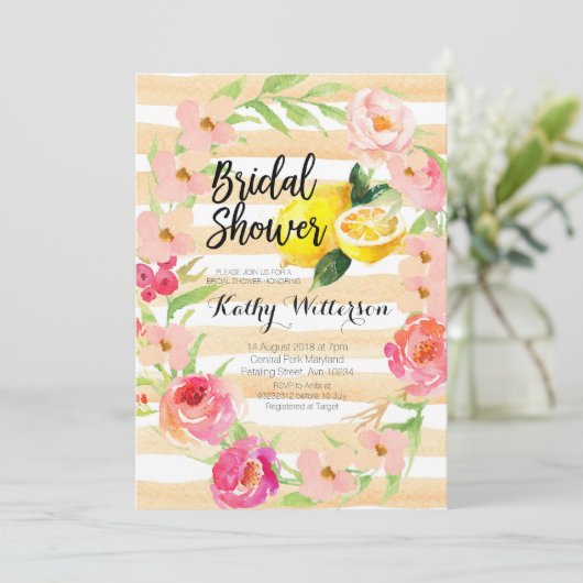 Limonade Bruiloft Feest uitnodiging aquarel (Staand voorkant)