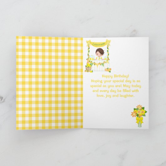 Limonade Bruin Haar Jongen Gefeliciteerd Verjaarda Kaart (Binnen)
