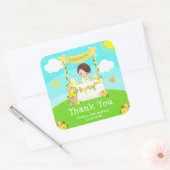 limonade bruin haar jongen verjaardag dank u vierkante sticker (Envelop)