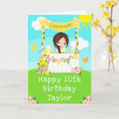 limonade bruin haar meisje gelukkig verjaardag kaart (Gele Bloem)