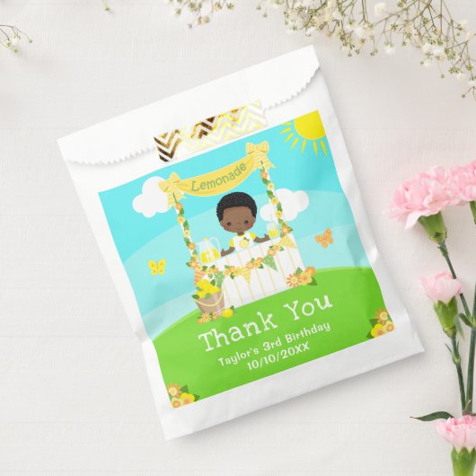 limonade donkere huid jongen verjaardag dank u bedankzakje (Gezegeld)