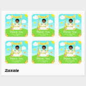 limonade donkere huid jongen verjaardag dank u vierkante sticker (Vel)