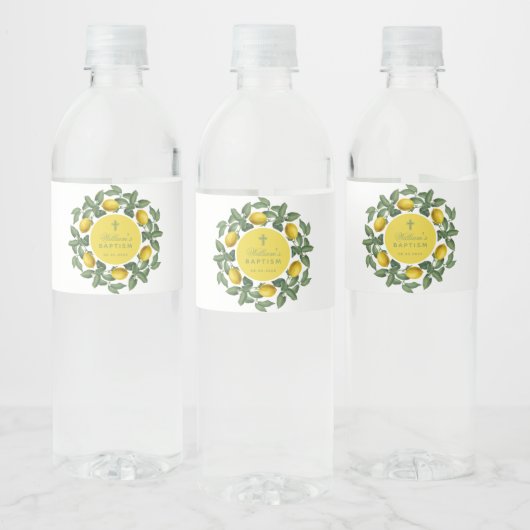 Limonade Doop Lemons Gele Cirkel Botanisch Waterfles Etiket (Flessen)
