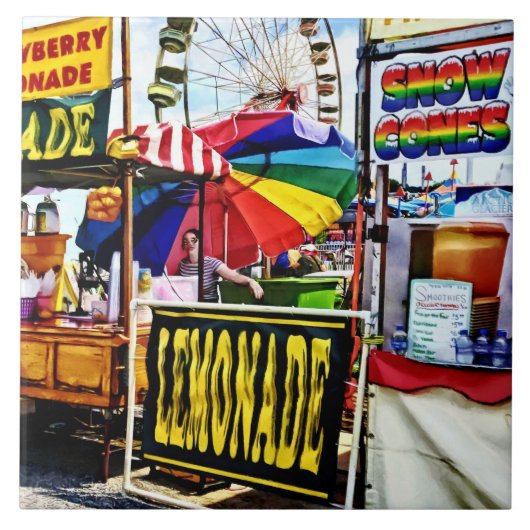 Limonade en ijssnacks op de kermis tegeltje (Voorkant)