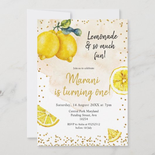 Limonade en zoveel leuke verjaardagsuitnodiging kaart (Voorkant)
