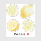 Limonade gele citroenen plakjes aquarelset sticker (Vel)