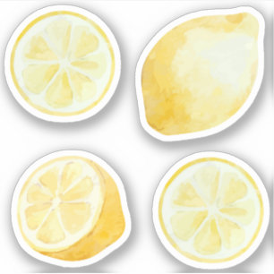 Limonade gele citroenen plakjes aquarelset sticker