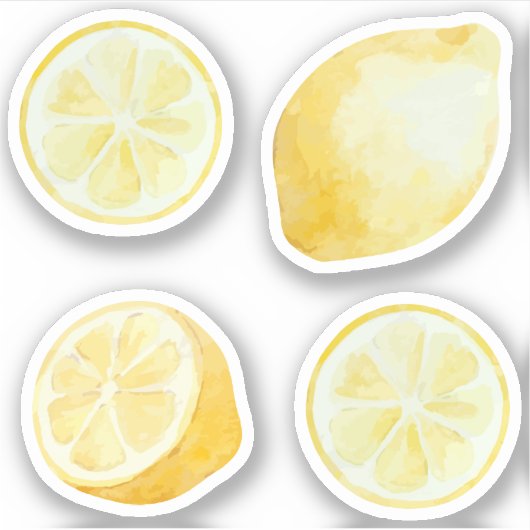 Limonade gele citroenen plakjes aquarelset sticker (Voorkant)