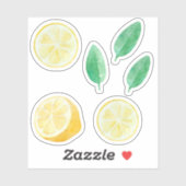 Limonade gele citroenschijfjes aquarelset sticker (Vel)