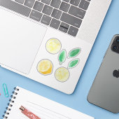 Limonade gele citroenschijfjes aquarelset sticker (Laptop met iPhone)