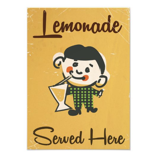 Limonade geserveerd hier vintage drankenreclame foto afdruk (Voorkant)