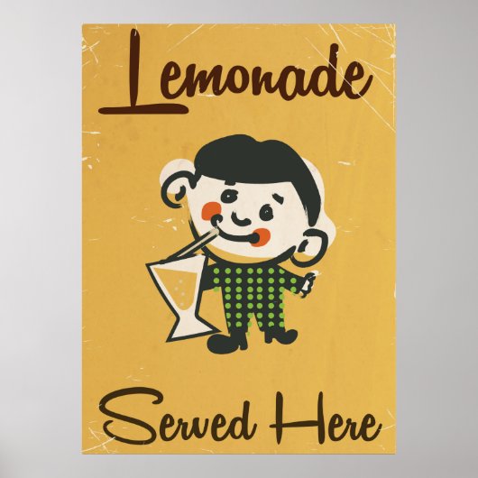 Limonade geserveerd hier vintage drankenreclame poster (Voorkant)