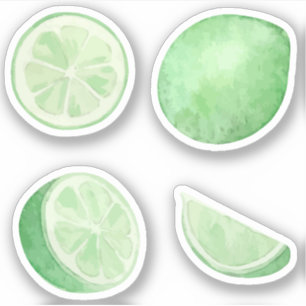 Limonade groene limoenen citrus plakjes aquarel se sticker