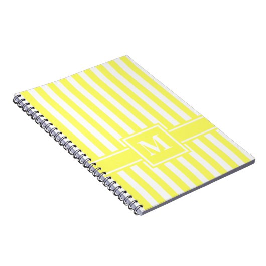 Limonade Modern Stripe met monogram Notitieboek (Rechterzijde)