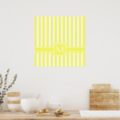 Limonade Modern Stripe met monogram Poster (Keuken)