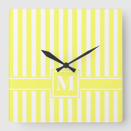 Limonade Modern Stripe met monogram Vierkante Klok (Voorkant)