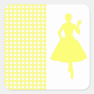 Limonade Moderne Houndstooth met het Silhouet van Vierkante Sticker