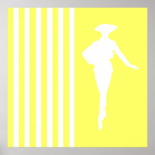 Limonade moderne stripes met Mode Silhouette Poster