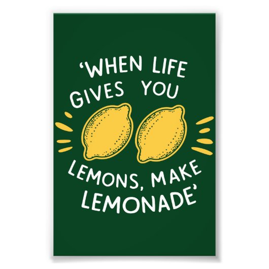 Limonade Optimisme, citroenen zomer Foto Afdruk (Voorkant)
