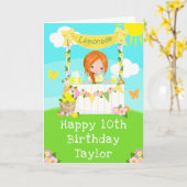 limonade rood haar meisje gelukkig verjaardag kaart (Gele Bloem)