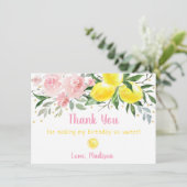 limonade roze goud bloemen verjaardag dank u bedankkaart (Staand voorkant)