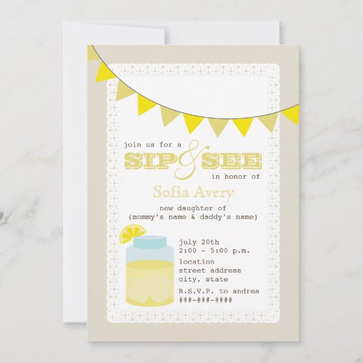 limonade Sip en zie uitnodiging (Voorkant)