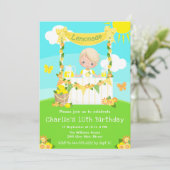 limonade stand verjaardag blond haar jongen kaart (Staand voorkant)