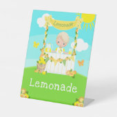 limonade stand verjaardag blond haar jongen reclamebord met voetstuk (Voorkant)