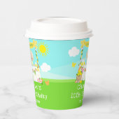 limonade stand verjaardag blond haar meisje papieren bekers (Links)