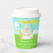 limonade stand verjaardag blond haar meisje papieren bekers (Voorkant)