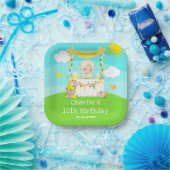 limonade stand verjaardag blond haar meisje papieren bordje (Feest)