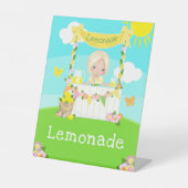 limonade stand verjaardag blond haar meisje reclamebord met voetstuk (Voorkant)