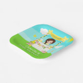 limonade stand verjaardag bruin haar meisje papieren bordje (Gebogen)