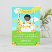 limonade stand verjaardag donkere huid jongen kaart (Staand voorkant)