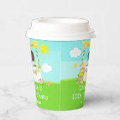 limonade stand verjaardag donkere huid meisje papieren bekers (Rechts)