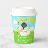 limonade stand verjaardag donkere huid meisje papieren bekers (Voorkant)