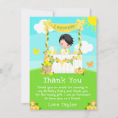 limonade stand verjaardag zwart haar jongen bedankkaart (Voorkant)