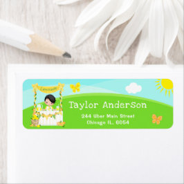 limonade stand verjaardag zwart haar jongen etiket