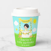 limonade stand verjaardag zwart haar jongen papieren bekers (Achterkant)