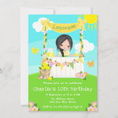 limonade stand verjaardag zwart haar meisje kaart (Voorkant)