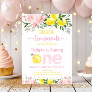 Limonade Zonneschijn Roze Gouden Bloemige Eerste V Kaart