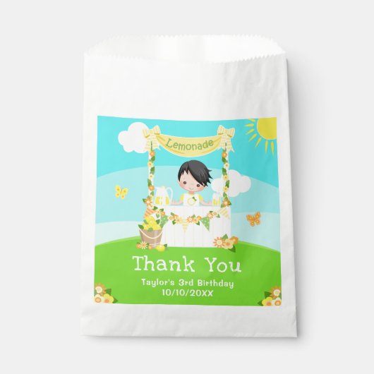 limonade zwart haar jongen verjaardag dank u bedankzakje (Voorkant)
