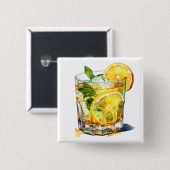 limonadecocktail Drink Vierkante Button 5,1 Cm (Voorkant /achterkant)