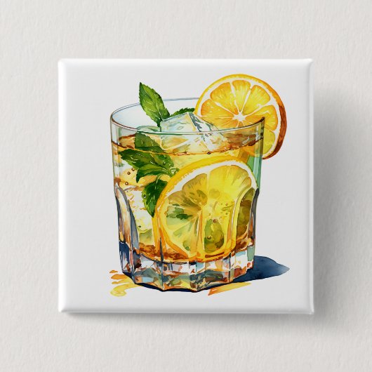 limonadecocktail Drink Vierkante Button 5,1 Cm (Voorkant)