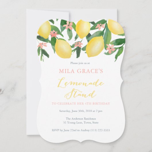 Limonadekraam Verjaardagsfeestje Voor Klein Meisje Kaart (Voorkant)