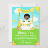 Limonadestand Verjaardag Donkere Huid Jongen Bedankkaart (Voorkant)