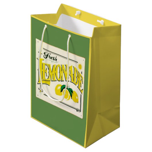 limonadeteken citroen zomerfruit groen medium cadeauzakje (Voorkant Gekanteld)