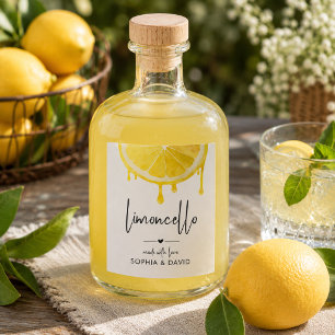 Limoncello Aquarel Citroen Gemaakt Met Liefde Wijn Etiket