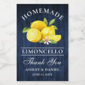 Limoncello Blauw Hout Bedankt Mini Flesetiketten Wijn Etiket (Enkel label)