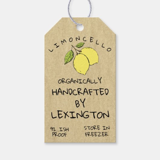 Limoncello Bottle Kraft Hang Label | Cadeaulabel (Voorkant)
